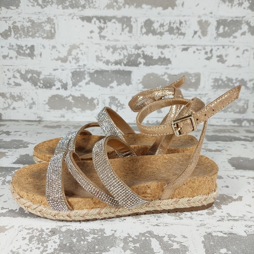Kelly & Katie Women's Tan Ankle Strap Bling Rhinestones Sandals V304